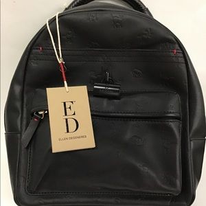 Ellen Degeneres Black Leather Brody Backpack-NWT
